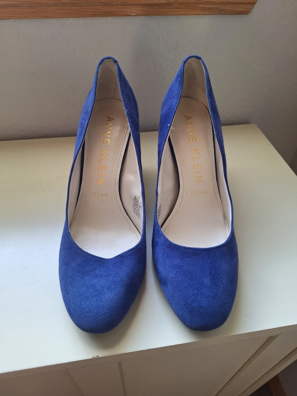 Anne Klein Royal Blue Suede Block Heel Pumps